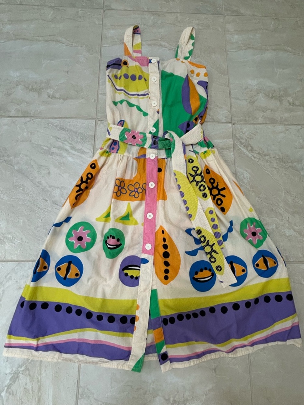 Zara Multicolor Graphic Print Dress with Button Front